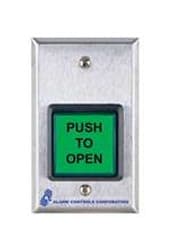 Alarm Controls TS-30 Green 2" Square Illuminated Pushbutton, PUSH TO OPEN, SPDT, Momentary