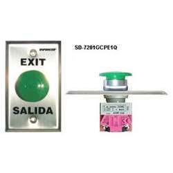 Seco-Larm SD-7201GCPE1Q Stainless Steel Push-to-Exit Plate, Single Gang, Green Mushroom Button, EXIT and SALIDA Lettering