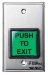 Alarm Controls TS-2 Request to Exit Station, "PUSH TO EXIT" Single Gang, Stainless Steel