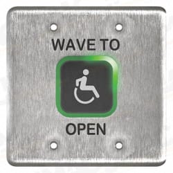 BEA 10MS41-DA Magic Switch Stainless Steel Double Gang Touchless Actuator  Text + Accessibility Logo