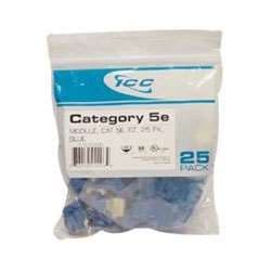 ICC Corp IC107E5CBL EZ CAT 5e Modular Connectors, Blue (25 Pack)