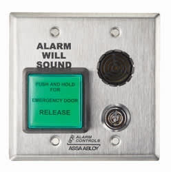 Alarm Controls DE-1 Egress Exit Timer, Delayed, 12/24 Volt DC, 2 Second Nuisance Delay, SPDT Timed Contact, 2-Gang, Stainless Steel