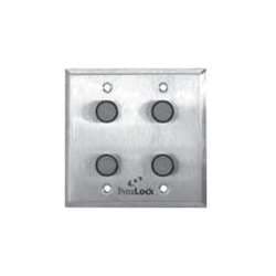 Dynalock 6145M Exit Control, 5/8", Four Green Pushbuttons, Double Gang, SPDT Momentary, Satin Stainless Steel