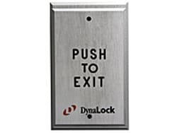 Dynalock 6754 Recessed Pushplate, Single Gang, DPDT Momentary, PUSH TO EXIT, Satin Aluminum