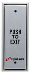 Dynalock 6854 Narrow Recessed Pushplate, PUSH TO EXIT, DPDT Momentary, Satin Aluminum