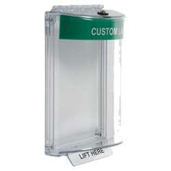 STI 13020CG Universal Stopper with Horn, Flush, Green Custom Label