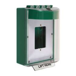 STI 13510NG Universal Stopper without Horn, Enclosed Back Box, Open Mounting Plate, No Label, Green