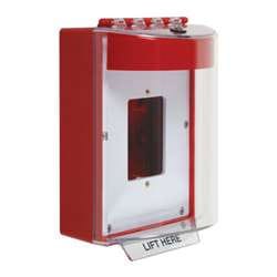 STI 13510NR Universal Stopper without Horn, Enclosed Back Box, Open Mounting Plate, No Label, Red