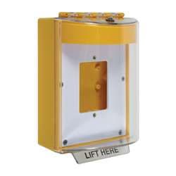 STI 13510NY Universal Stopper without Horn, Enclosed Back Box, Open Mounting Plate, No Label, Yellow