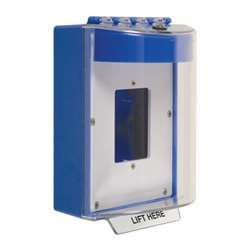 STI 13520NB Universal Stopper with Horn, Enclosed Back Box, Open Mounting Plate, No Label, Blue