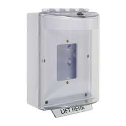 STI 13520NW Universal Stopper with Horn, Enclosed Back Box, Open Mounting Plate, No Label, White