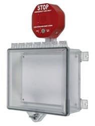 STI 7523 Protective Cabinet, Polycarbonate with Backplate, Auto Siren and Thumb Lock, Clear