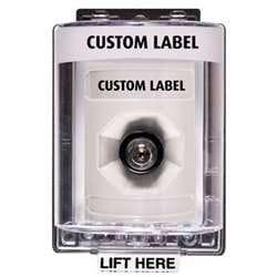 STI SS-2353 Stopper Station with Mini Weather Stopper Cover, Custom Lettering, White Housing