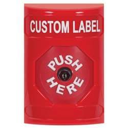 STI SS-2000 Stopper Station, Push, Key-to-Reset, Custom Lettering, Red Housing