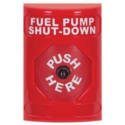 STI SS-2000PS Stopper Station, Push, Key-to-Reset, FUEL PUMP SHUT-DOWN Lettering, Red Housing
