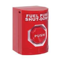 STI SS-2002PS Stopper Station, Push, Key-to-Reset, FUEL PUMP SHUT-DOWN Lettering