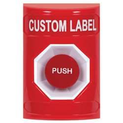 STI SS2004 Stopper Station, Momentary Mushroom Button, Custom Lettering