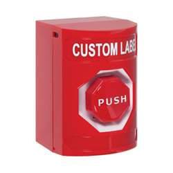 STI SS2008 Stopper Station, Pneumatic Adjustable Timer, Custom Lettering, Red Housing