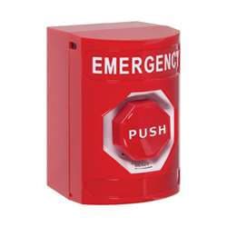 STI SS-2009E Stopper Station, Push, Turn-to-Reset, EMERGENCY Lettering, Red Housing