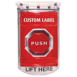 STI SS-2012 Stopper Station with Bopper Stopper Cover, Custom Lettering, Red Housing