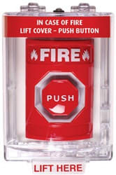 STI SS-2032F Stopper Station with Mini Stopper II Cover, FIRE Lettering, Red Housing