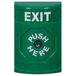 STI SS-2100X Stopper Station, Push, Key-to-Reset, EXIT Housing, Green Housing