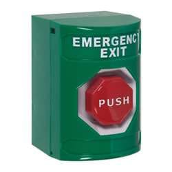 STI-SS2108EX Stopper Station, Pneumatic Adjustable Timer, Custom Lettering, Green Housing