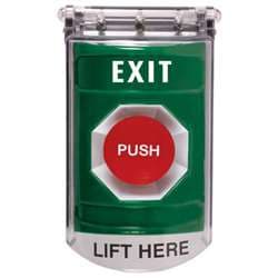 STI SS-2114X Stopper Station with Bopper Stopper Cover, EXIT Lettering, Green Housing