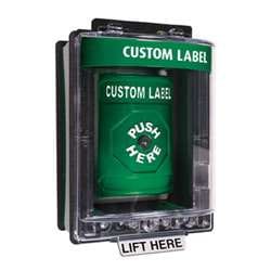 STI SS-2160 Stopper Station with Mini Weather Stopper Cover with Spacer, Custom Lettering, Green Housing