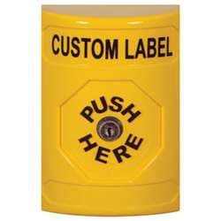 STI SS-2200 Stopper Station, Push, Key-to-Reset, Custom Lettering, Yellow Housing