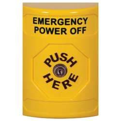 STI SS-2200PO Stopper Station, Push, Key-to-Reset, EMERGENCY POWER OFF Lettering, Yellow Housing