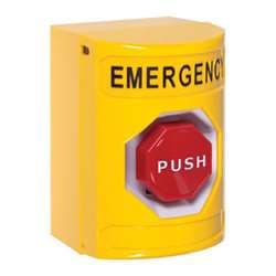 STI SS-2202E Stopper Station, Push, Key-to-Reset, EMERGENCY Lettering, Yellow Housing