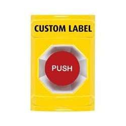 STI SS2204 Stopper Station, Momentary, Mushroom Button, Custom Lettering, Yellow Housing