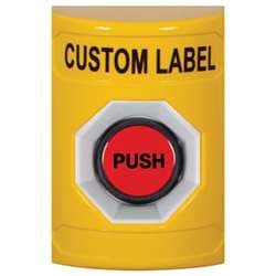 STI SS-2207 Stopper Station, Illuminated, Momentary, Custom Lettering, Yellow Housing