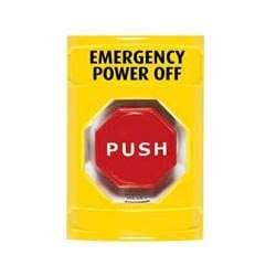 STI SS2209PO Stopper Station, Push, Turn-to-Reset, EMERGENCY POWER OFF Lettering, Yellow Housing