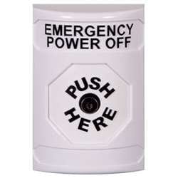 STI SS-2300PO Stopper Station, Push, Key-to-Reset, EMERGENCY POWER OFF Lettering, White Housing