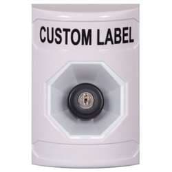 STI SS-2303 Stopper Station, Key-to-Activate, Custom Lettering, White Housing