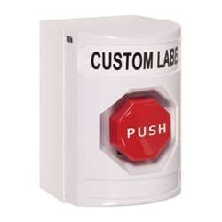 STI SS-2308 Stopper Station, Pneumatic Adjustable Timer, Custom Lettering, White Housing