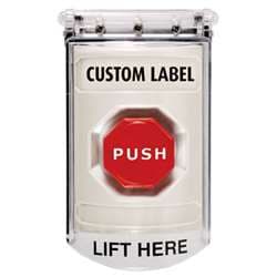 STI SS-2312 Stopper Station with Bopper Stopper Cover, Custom Lettering, White Housing