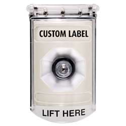 STI SS2313 Stopper Station with Bopper Stopper Cover, Custom Lettering, White Housing