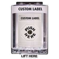 STI SS-2350 Stopper Station with Mini Weather Stopper Cover, Custom Lettering, White Housing