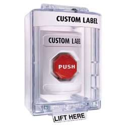 STI SS-2378 Stopper Station with Mini Stopper II Cover with Spacer, Custom Lettering, White Housing