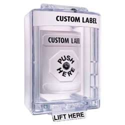 STI SS-2380 Stopper Station with Mini Stopper II Cover with Spacer, Custom Lettering, White Housing