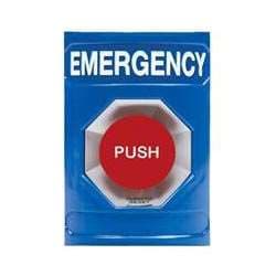 STI SS2401E Stopper Station, Push, Turn-to-Reset, EMERGENCY Lettering, Blue Housing