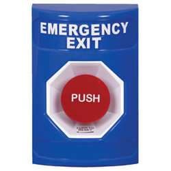 STI SS2401EX Stopper Station, Push, Turn-to-Reset, EMERGENCY EXIT Lettering, Blue Housing