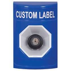 STI SS2403 Stopper Station, Key-to-Activate, Custom Lettering, Blue Housing