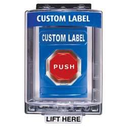 STI SS-2459 Stopper Station with Mini Weather Stopper Cover, Custom Lettering, Blue Housing