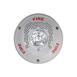 System Sensor SPSCWK Speaker Strobe, White, Ceiling Mount, Outdoor, FIRE Lettering