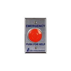 Alarm Controls PBL-1-1-L3-GR Single Gang Stainless Steel Wall Plate, 1-1/2" Red Mushroom Button, Latching, N/O Pair & N/C Pair, 24VDC Illumination, Guard Ring