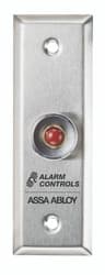 Alarm Controls RP-26-SLIM Narrow Stainless Steel Wall Plate, N/O, Momentary, Red Button, Guard Ring